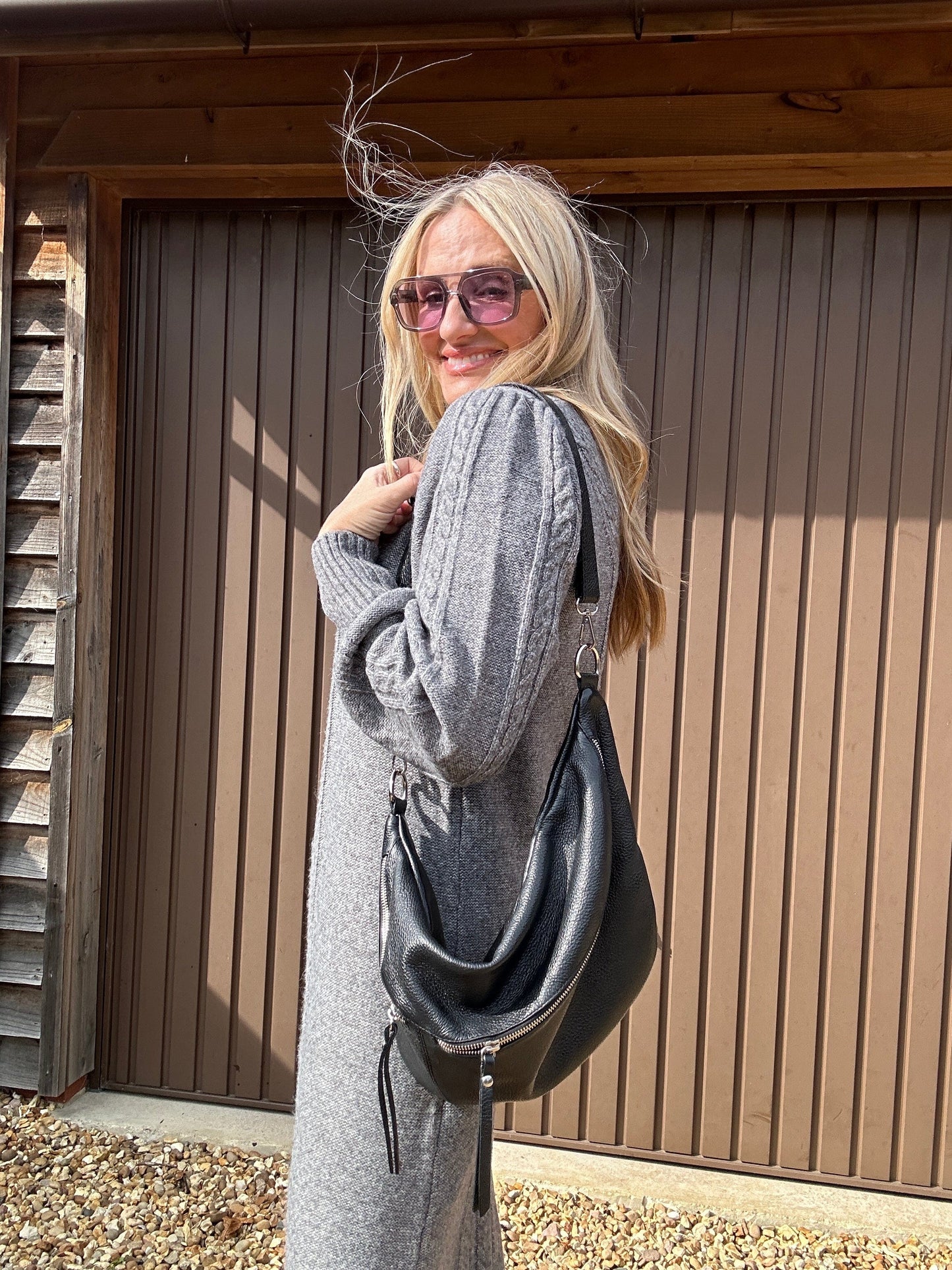 Grey Cable Knitted Dress