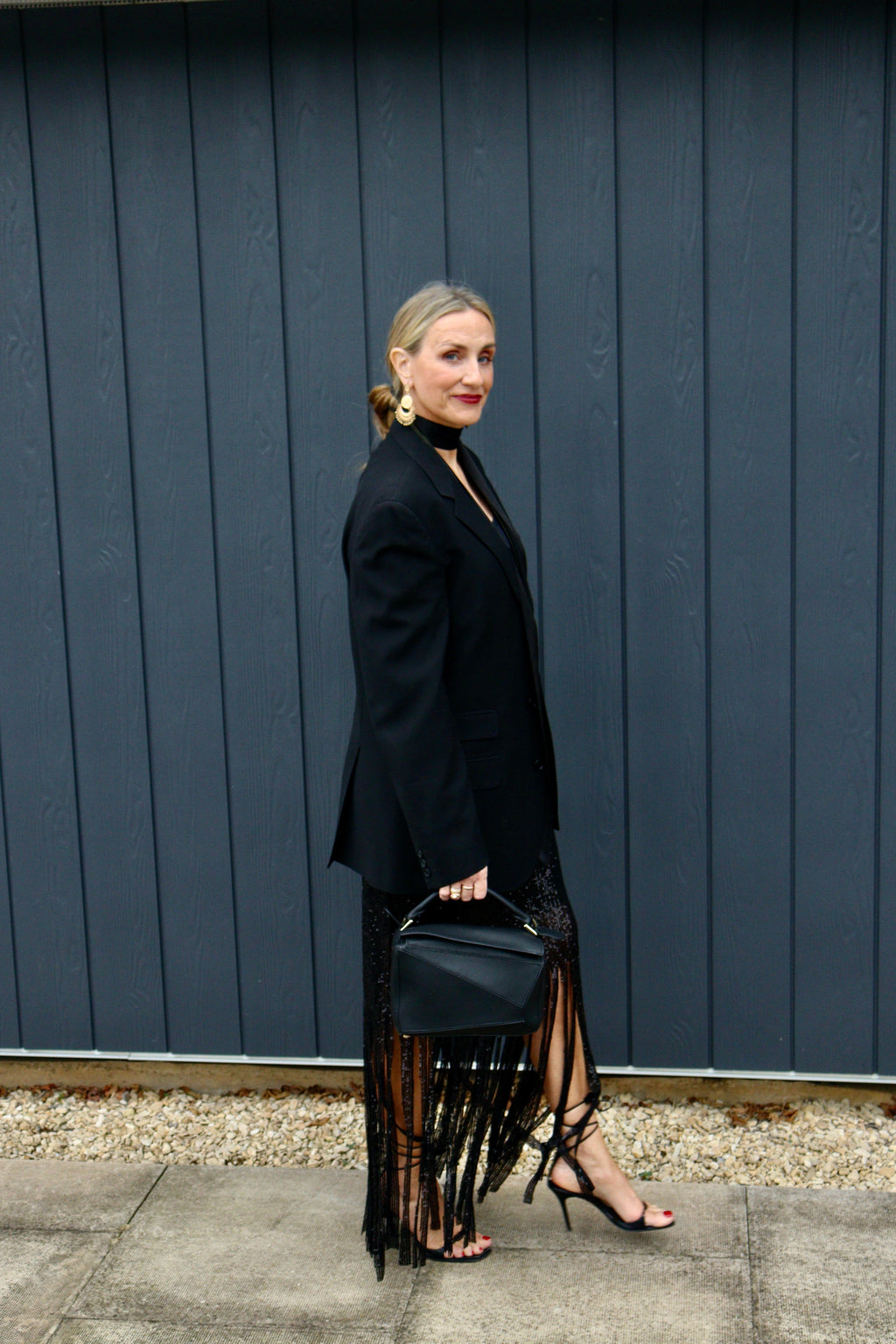 Fringed sequin skirt