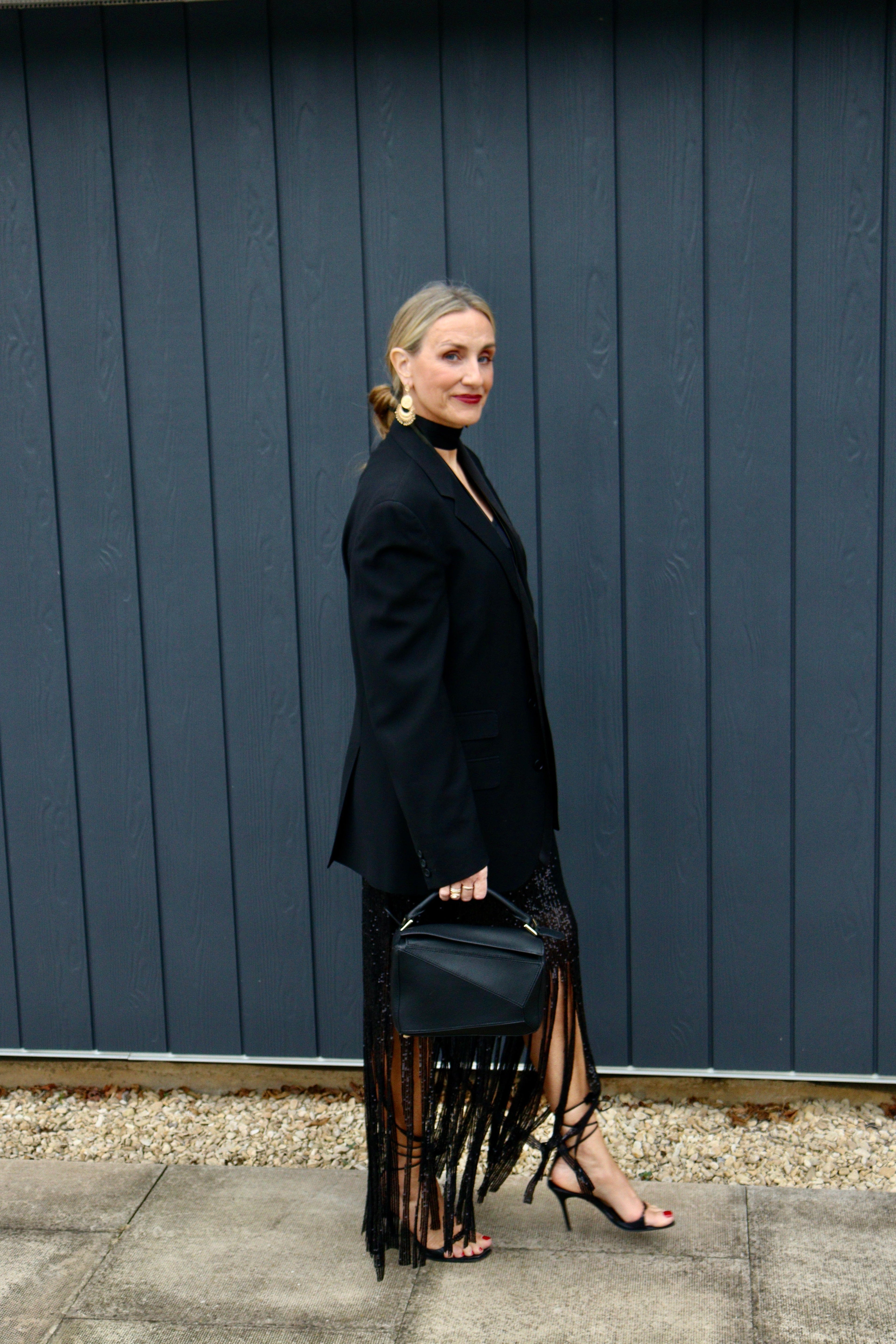 Fringed sequin skirt