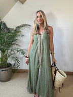 Boho Beach Dress With Woven Detail