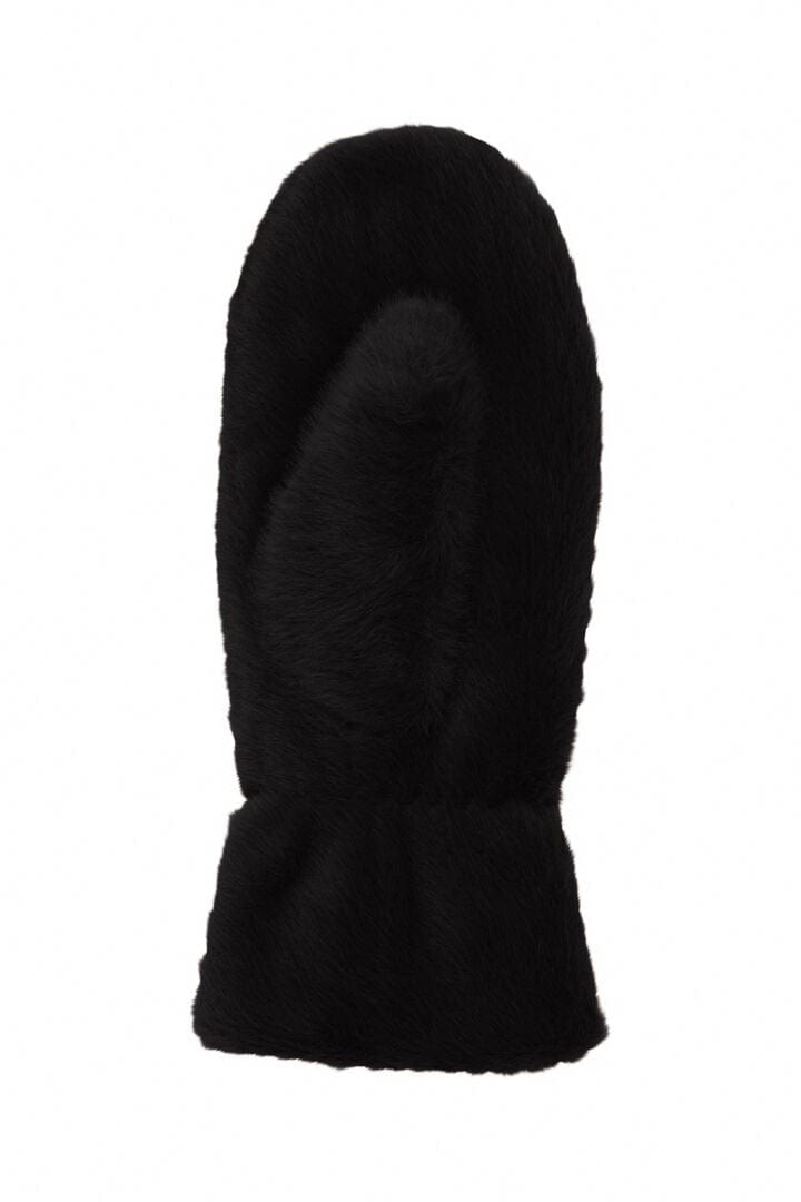 Faux Fur Mittens - Black