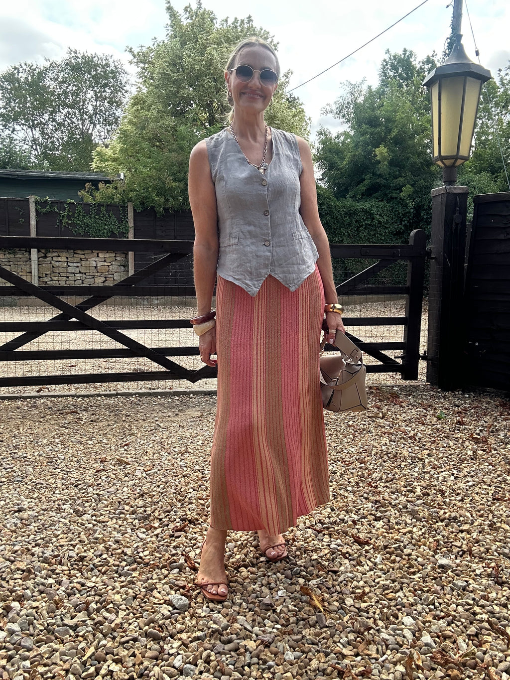 Lurex Stripe Knitted Skirt