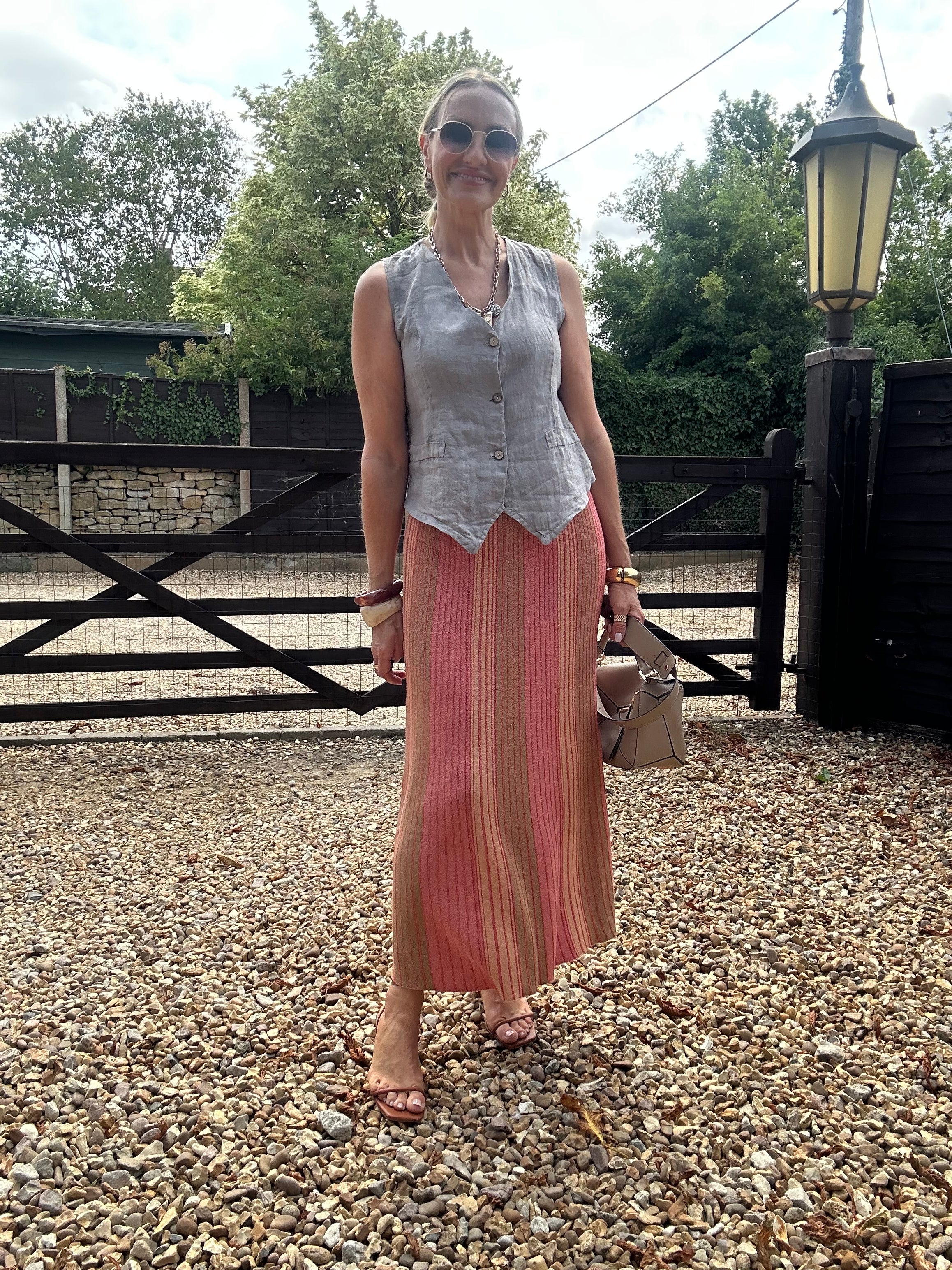 Lurex Stripe Knitted Skirt