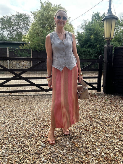 Lurex Stripe Knitted Skirt