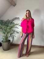 Tie Front Mohair Short Sleeve Cardigan