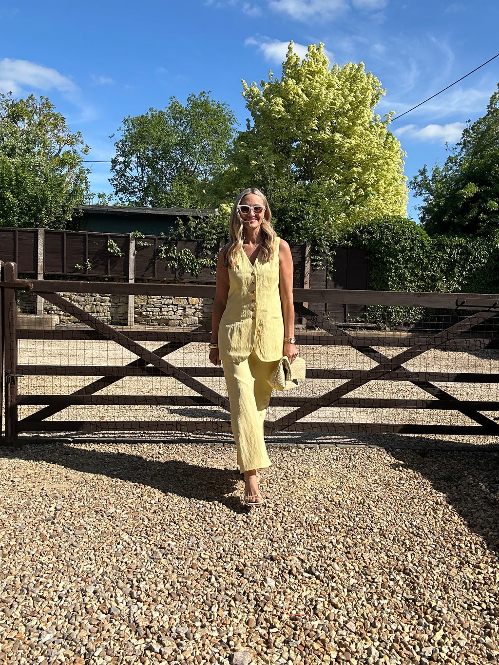 Lemon Longline Waistcoat and Maxi Skirt Co-Ord