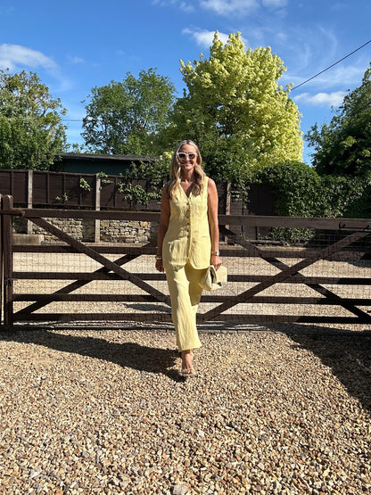 Lemon longline Waistcoat and Maxi Skirt Co-Ord