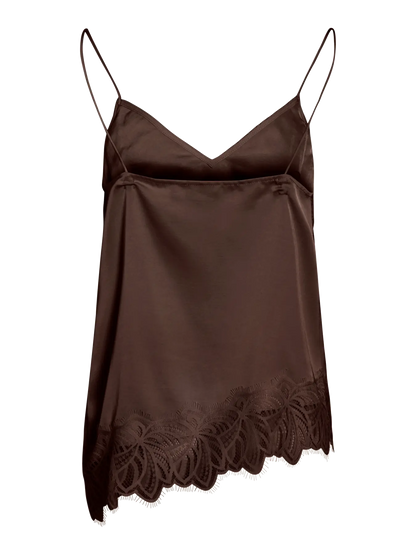 Asymmetric Satin and Lace Cami