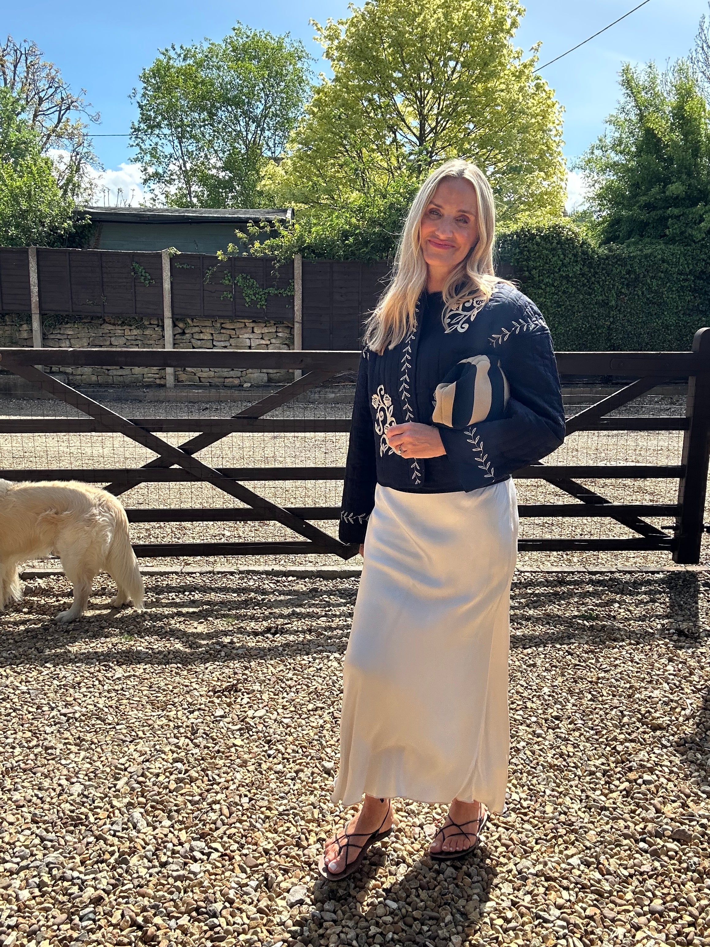 Embroidered  Quilted Black Jacket