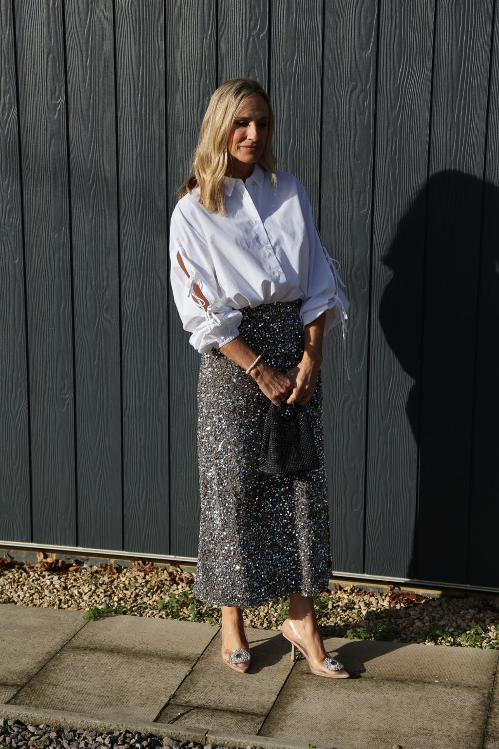 White Shirt With Bow Tie Sleeves