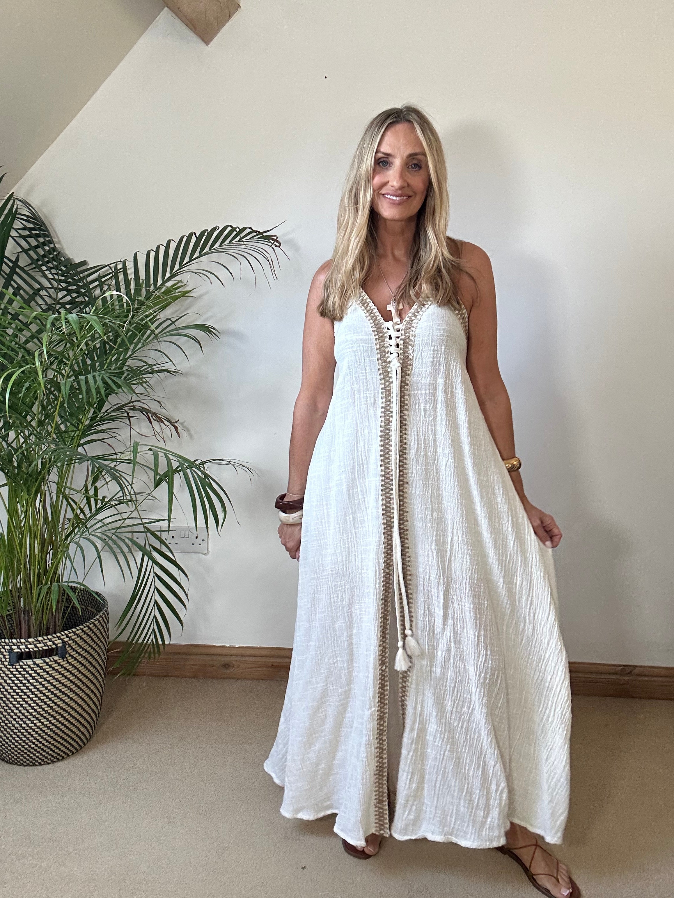 Boho Beach Dress With Woven Detail