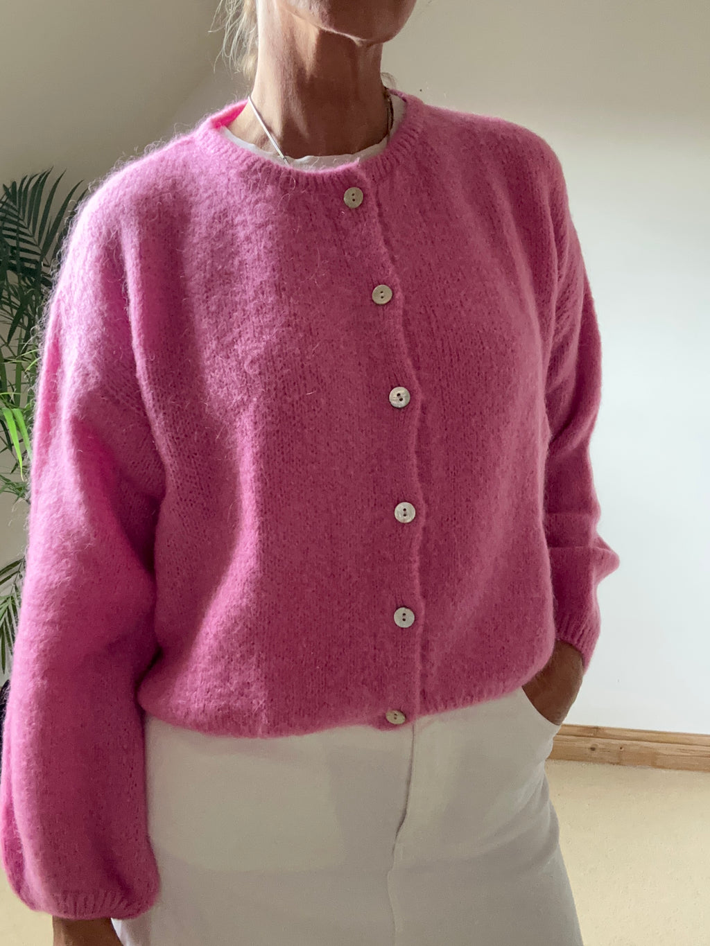 Round Neck Mohair Cardigan