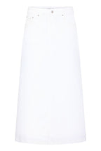 White A Line Denim Midi Skirt