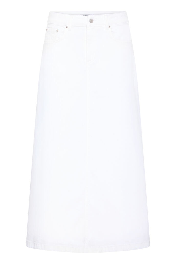White A Line Denim Midi Skirt