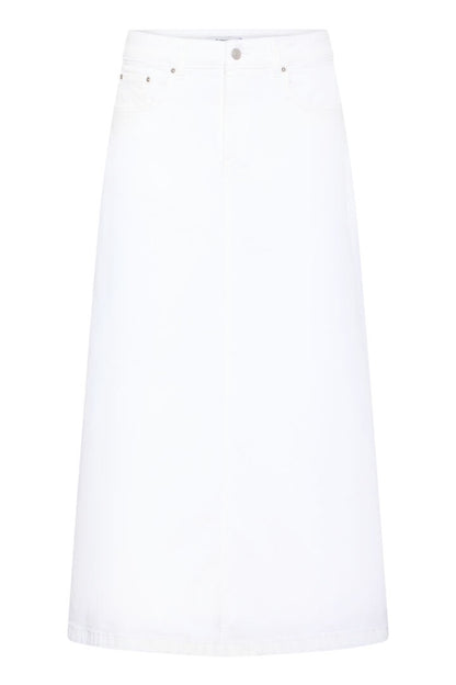 White A Line Denim Midi Skirt