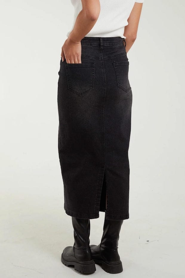 Black Denim Maxi Skirt