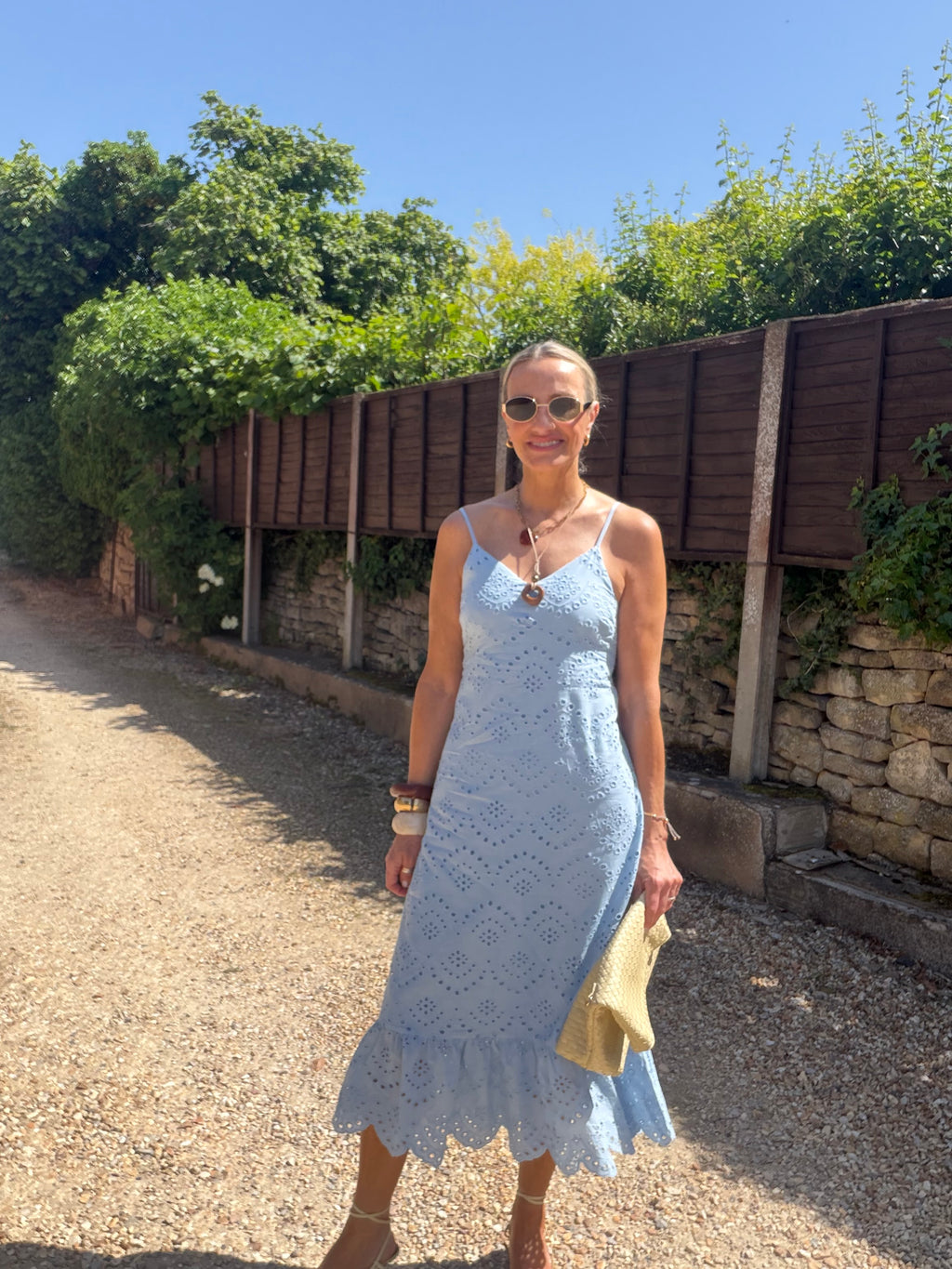 Broderie Anglaise Sundress -  Baby Blue