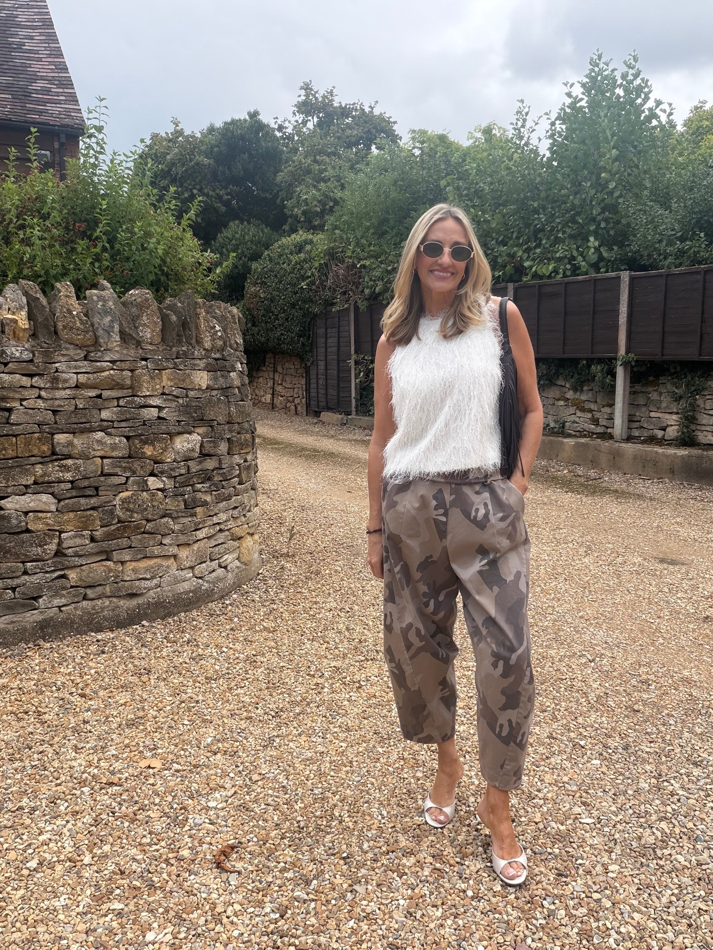 Camo Barrel Leg Trousers
