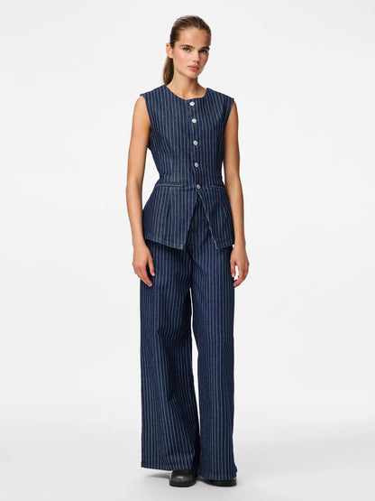 Pinstripe Denim Waistcoat