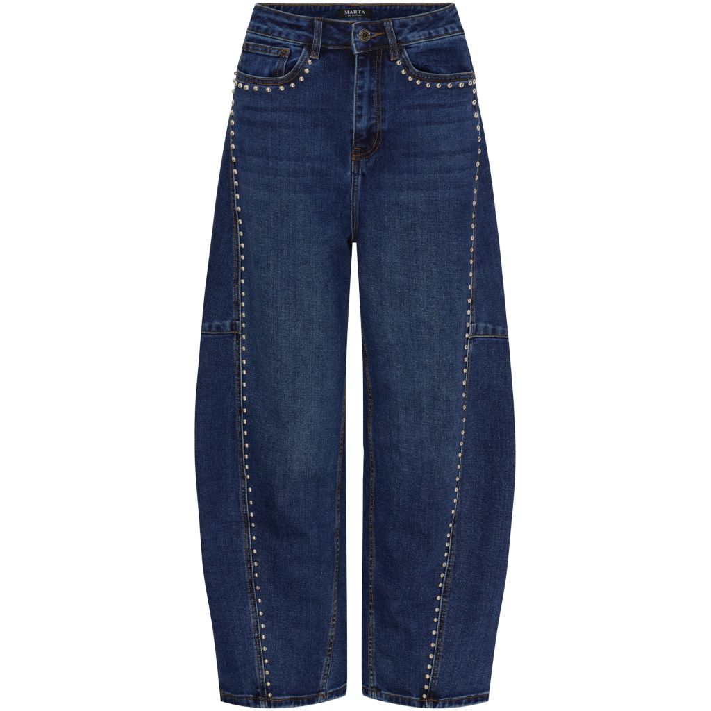 Studded Barrel Jeans - Denim blue