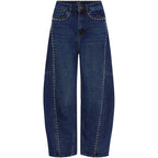 Studded Barrel Jeans - Denim blue