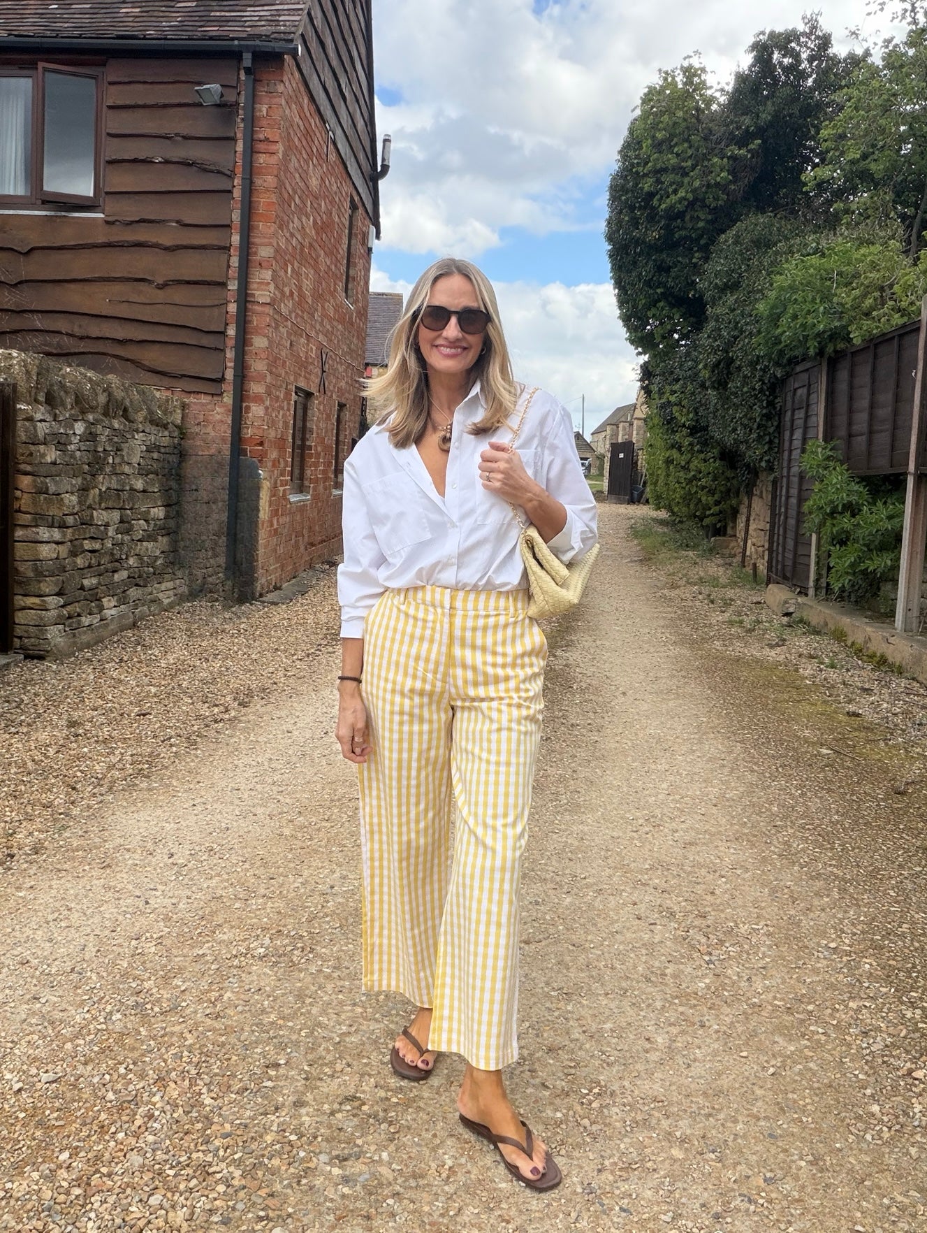 Yellow Gingham Cropped Trousers