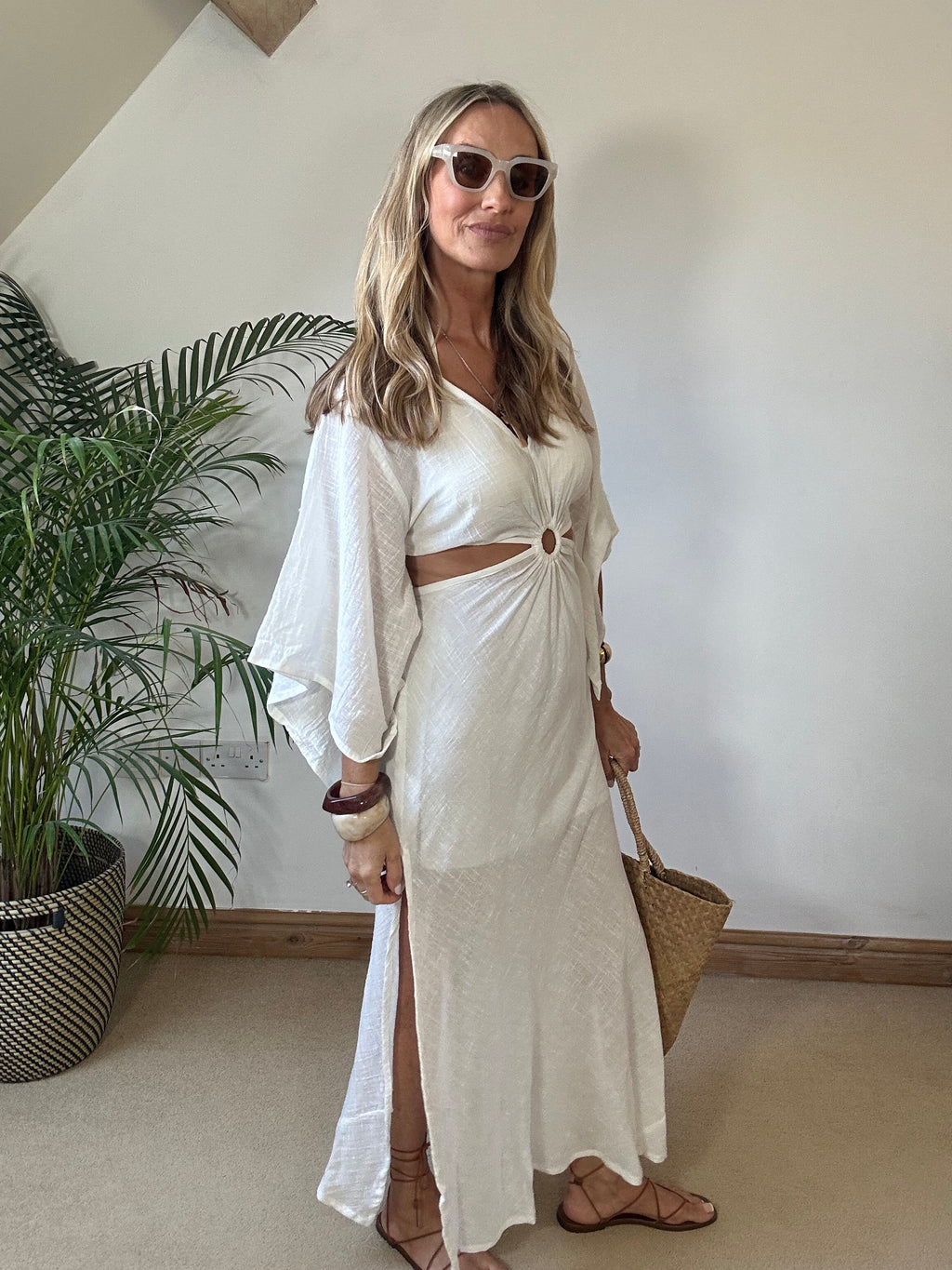 O Ring Maxi Dress with Bell Sleeves