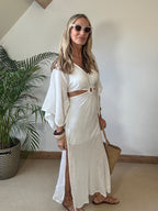 O Ring Maxi Dress with Bell Sleeves