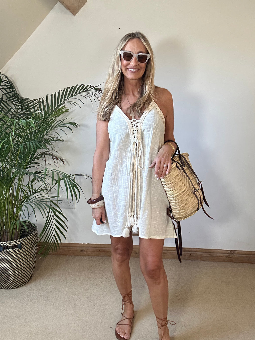 Mykonos rope Halter Mini Dress