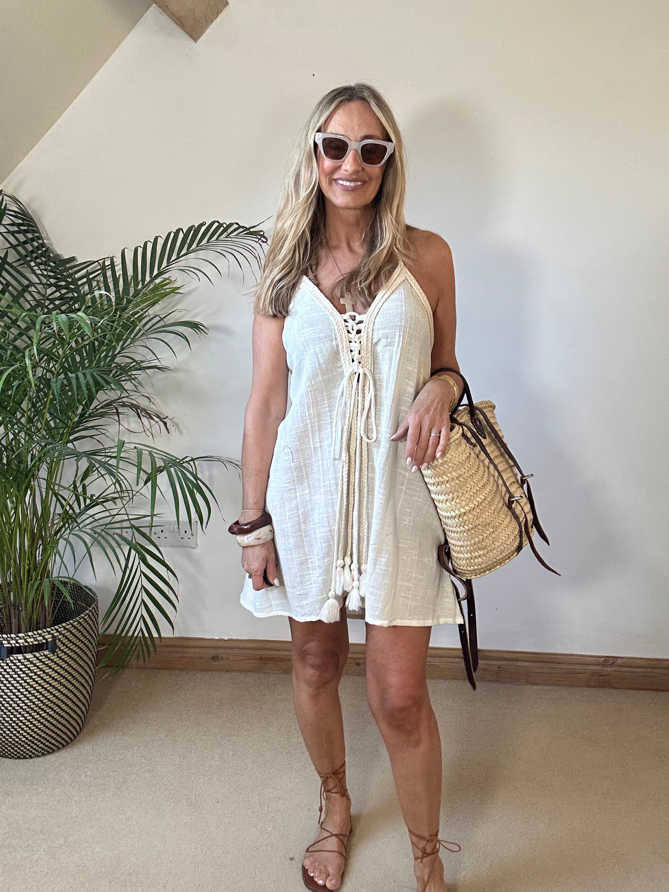 Mykonos rope Halter Mini Dress