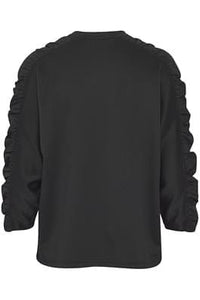 Black top with cotton ruffle sleeve detail
