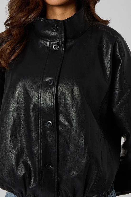 Funnel Neck PU Jacket