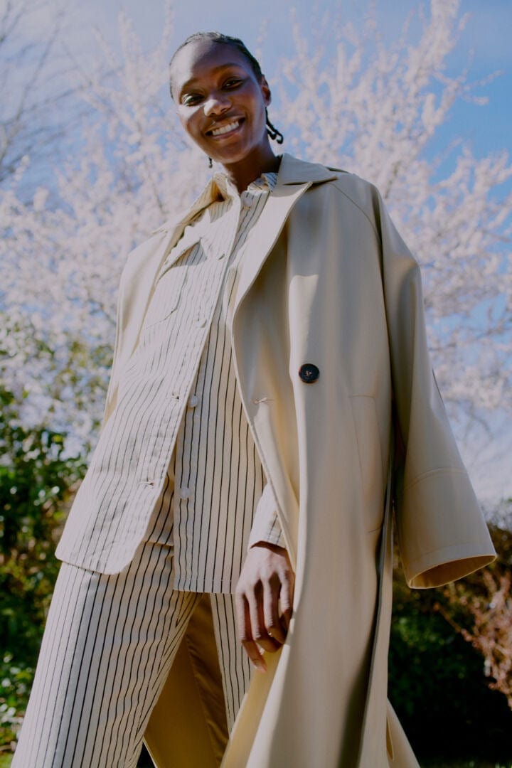 Faux Leather Trench Coat - twill