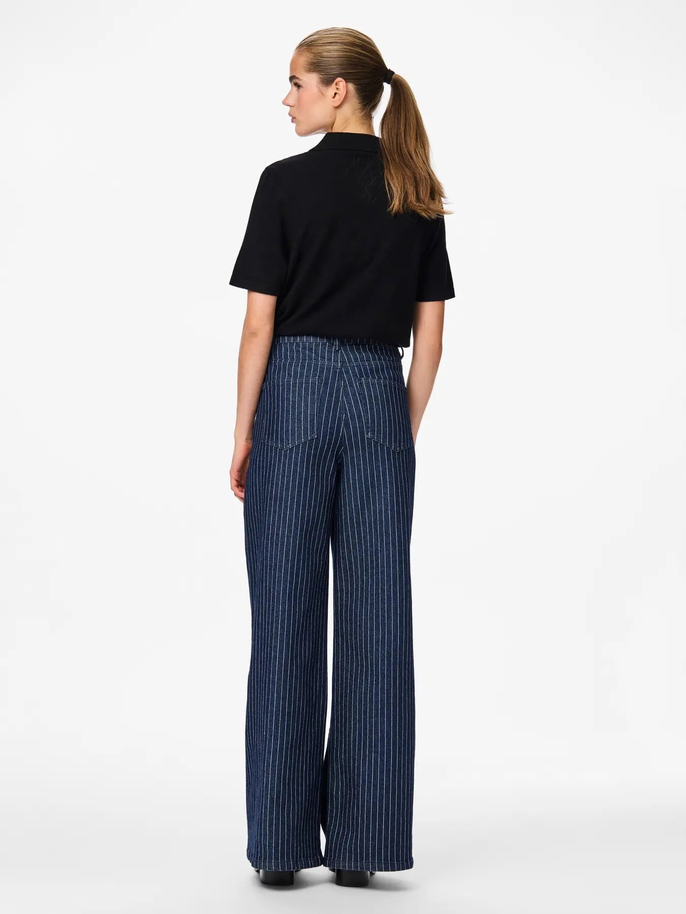 Wide Leg Pinstripe Jeans