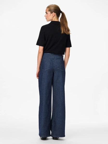 Wide Leg Pinstripe Jeans