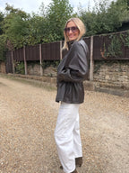 Chocolate Oversized Faux Leather Jacket