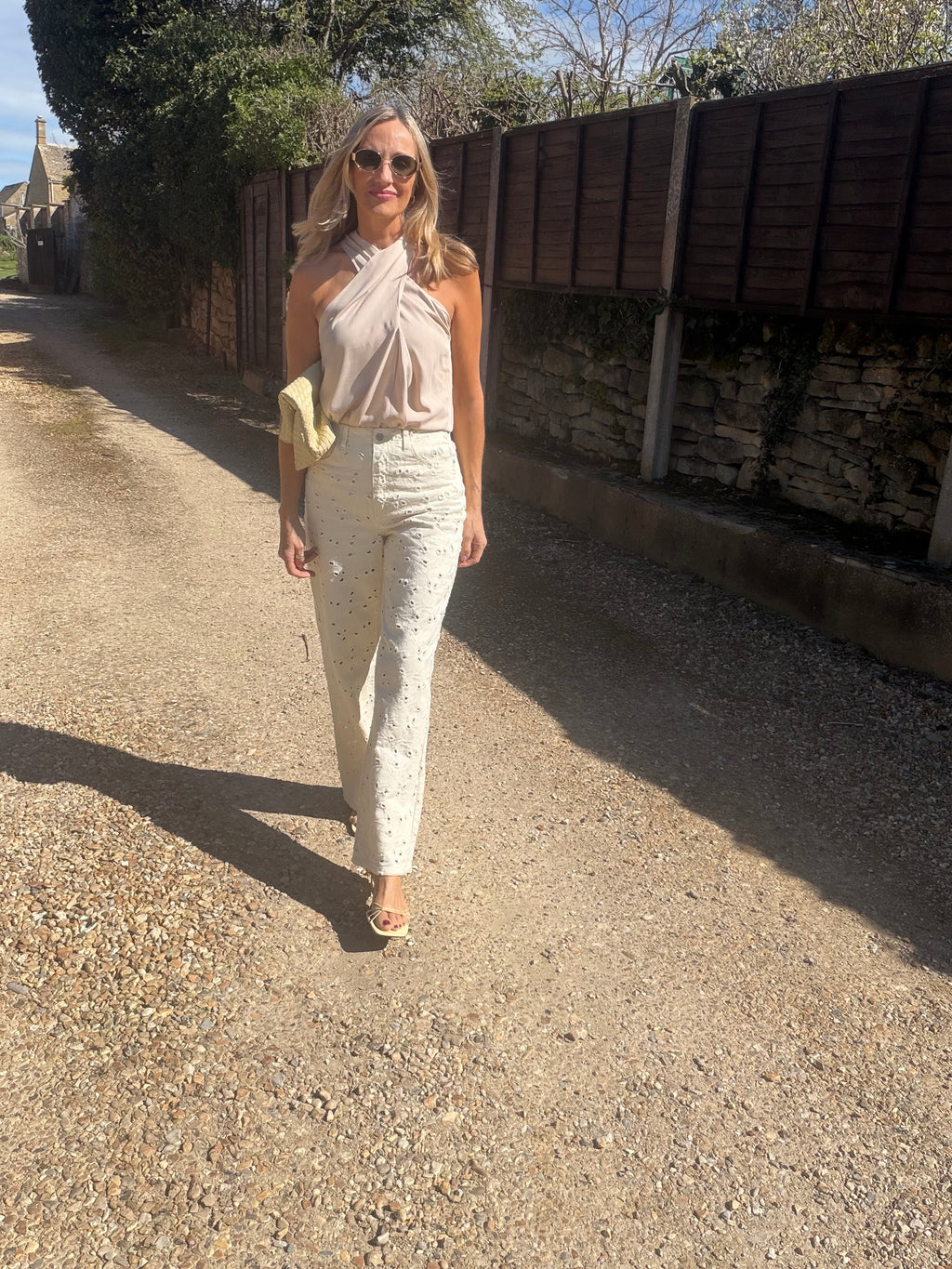 Broderie Anglaise Cream Jeans
