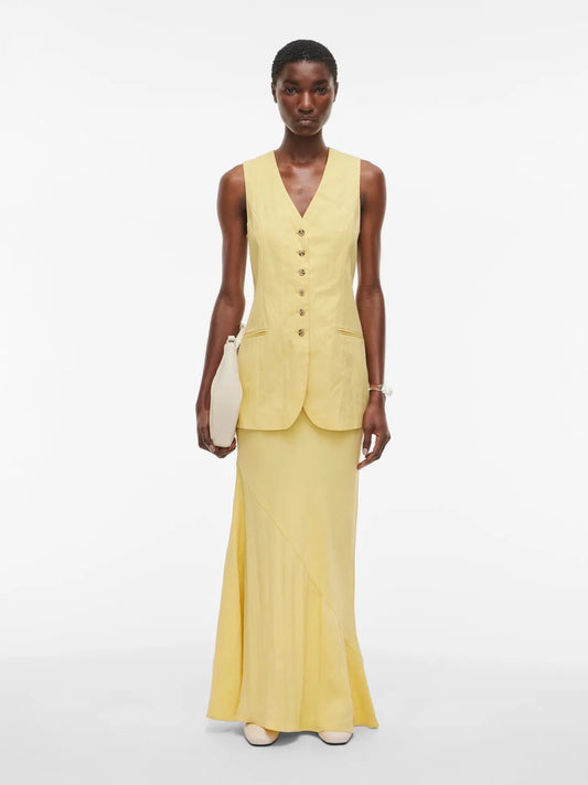 Lemon longline Waistcoat and Maxi Skirt Co-Ord
