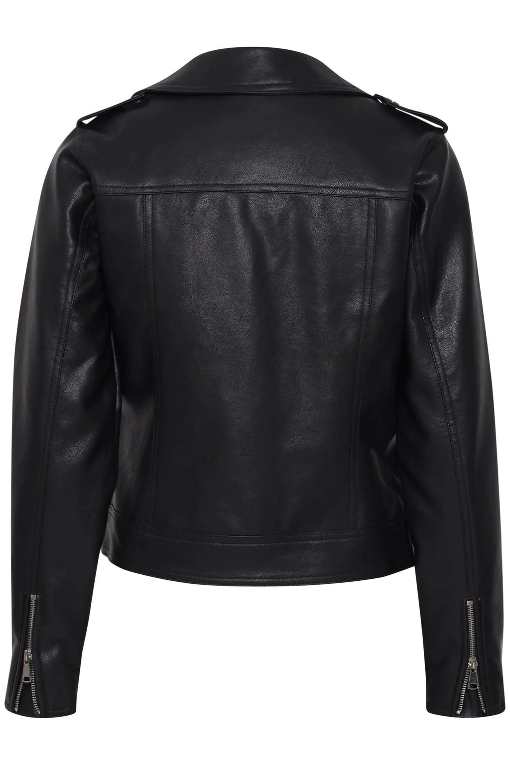 Faux Leather Biker Jacket - Black