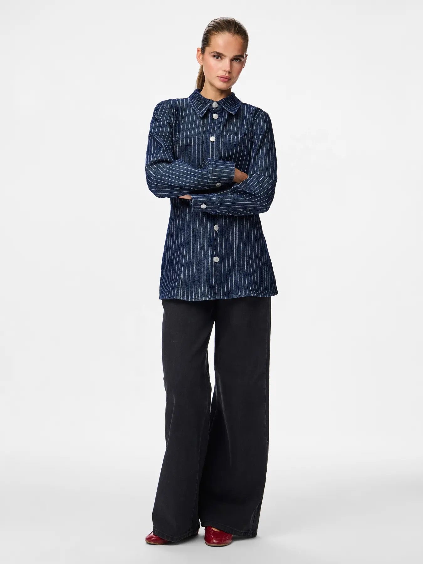 Pinstripe Denim Jacket