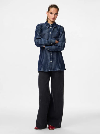 Pinstripe Denim Jacket