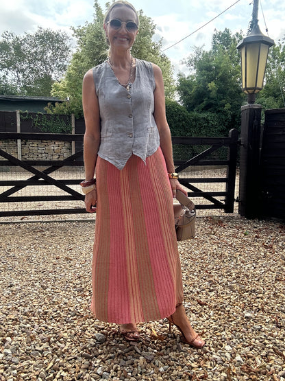 Lurex Stripe Knitted Skirt