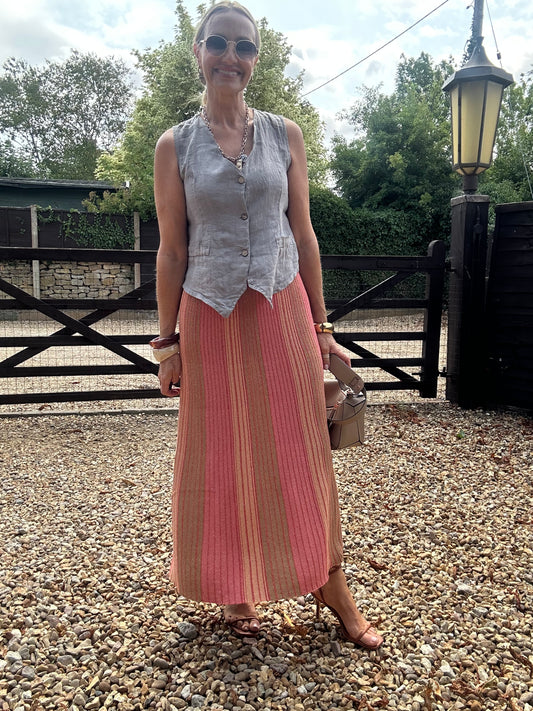 Lurex Stripe Knitted Skirt