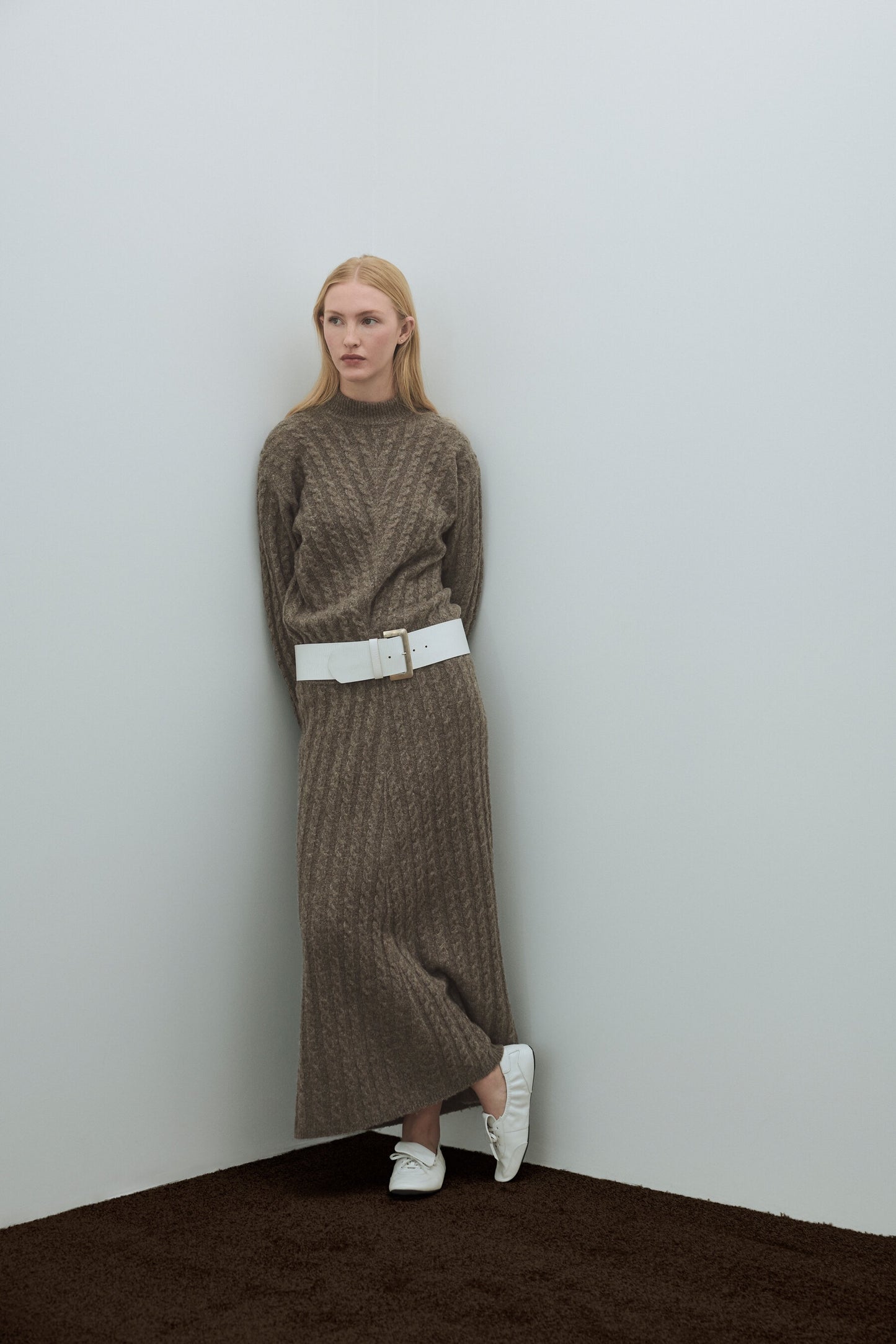 Cable Knit Ankle Length Skirt and Cardigan Co- ord