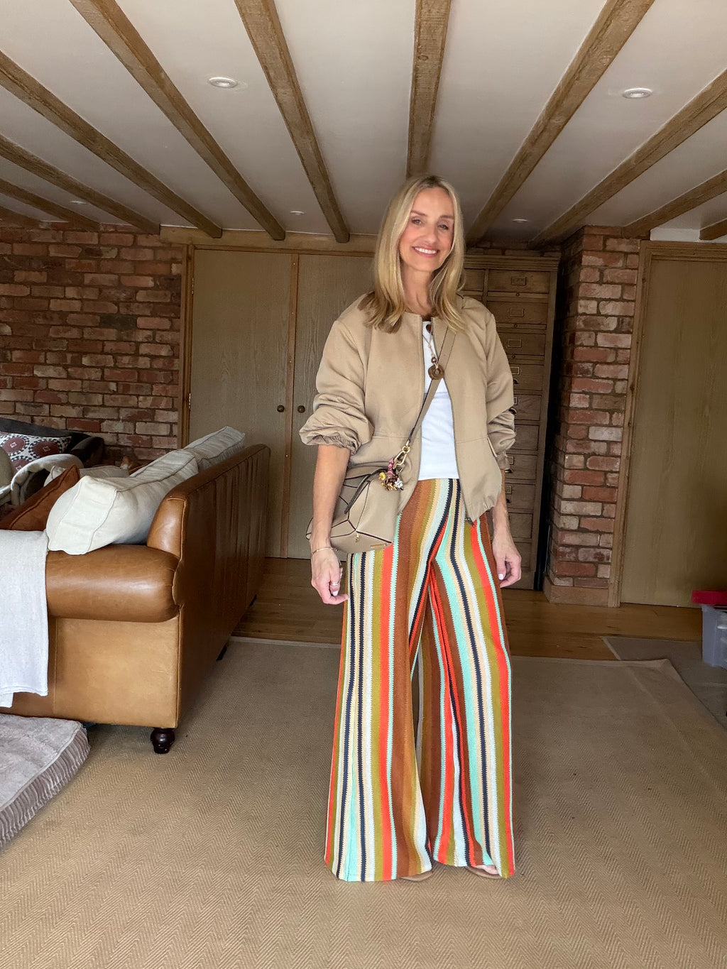 Striped Crochet Trousers (aqua)