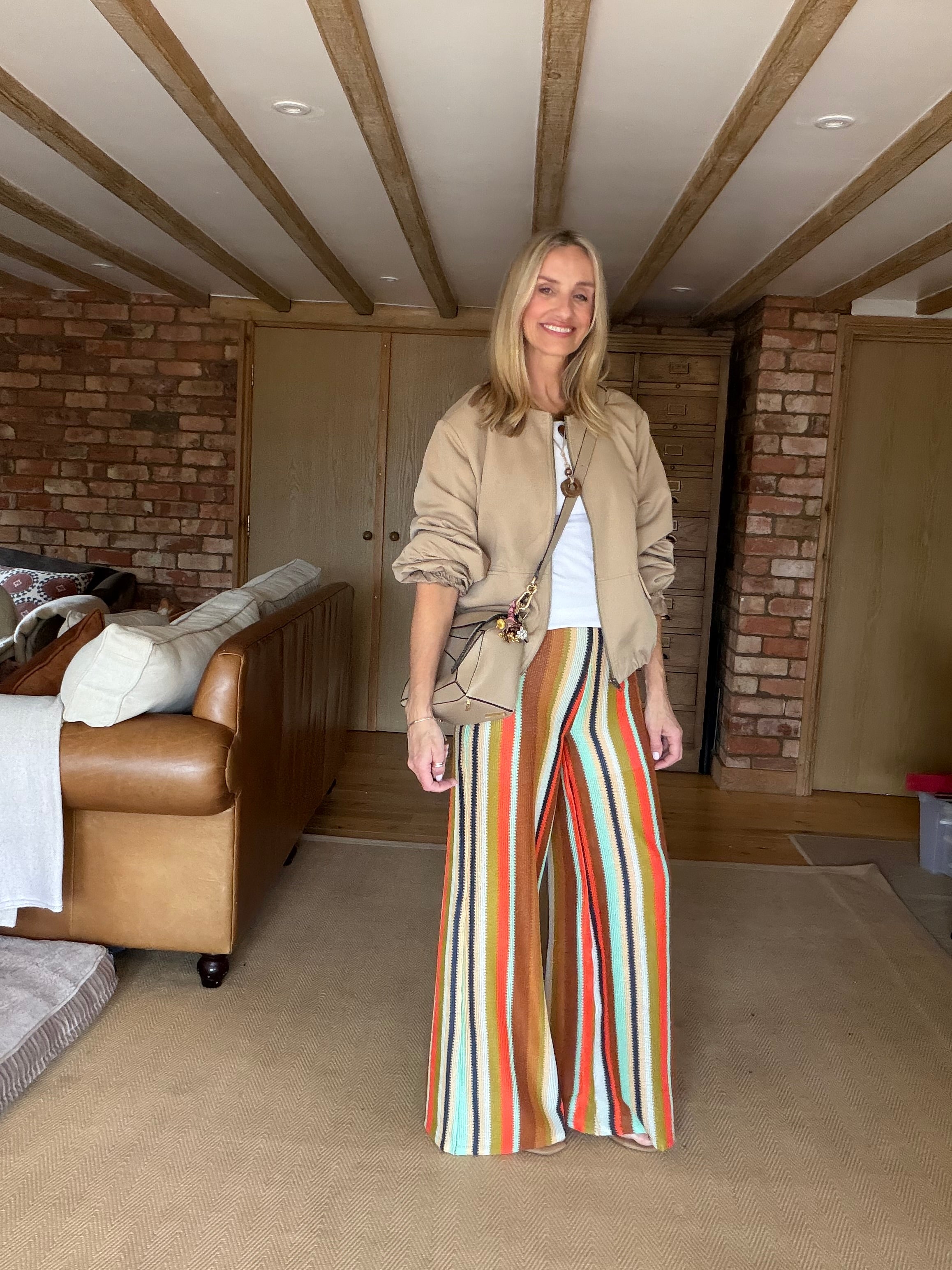 Striped Crochet Trousers (aqua)