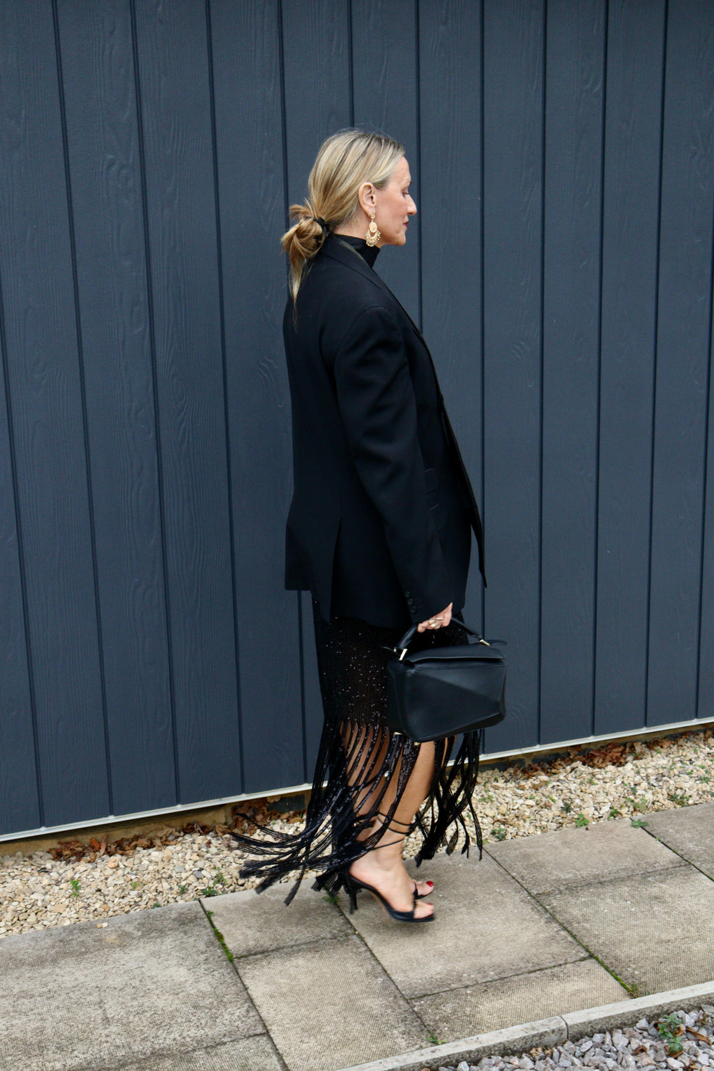 Fringed sequin skirt