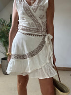 Boho Mini Wrap Skirt