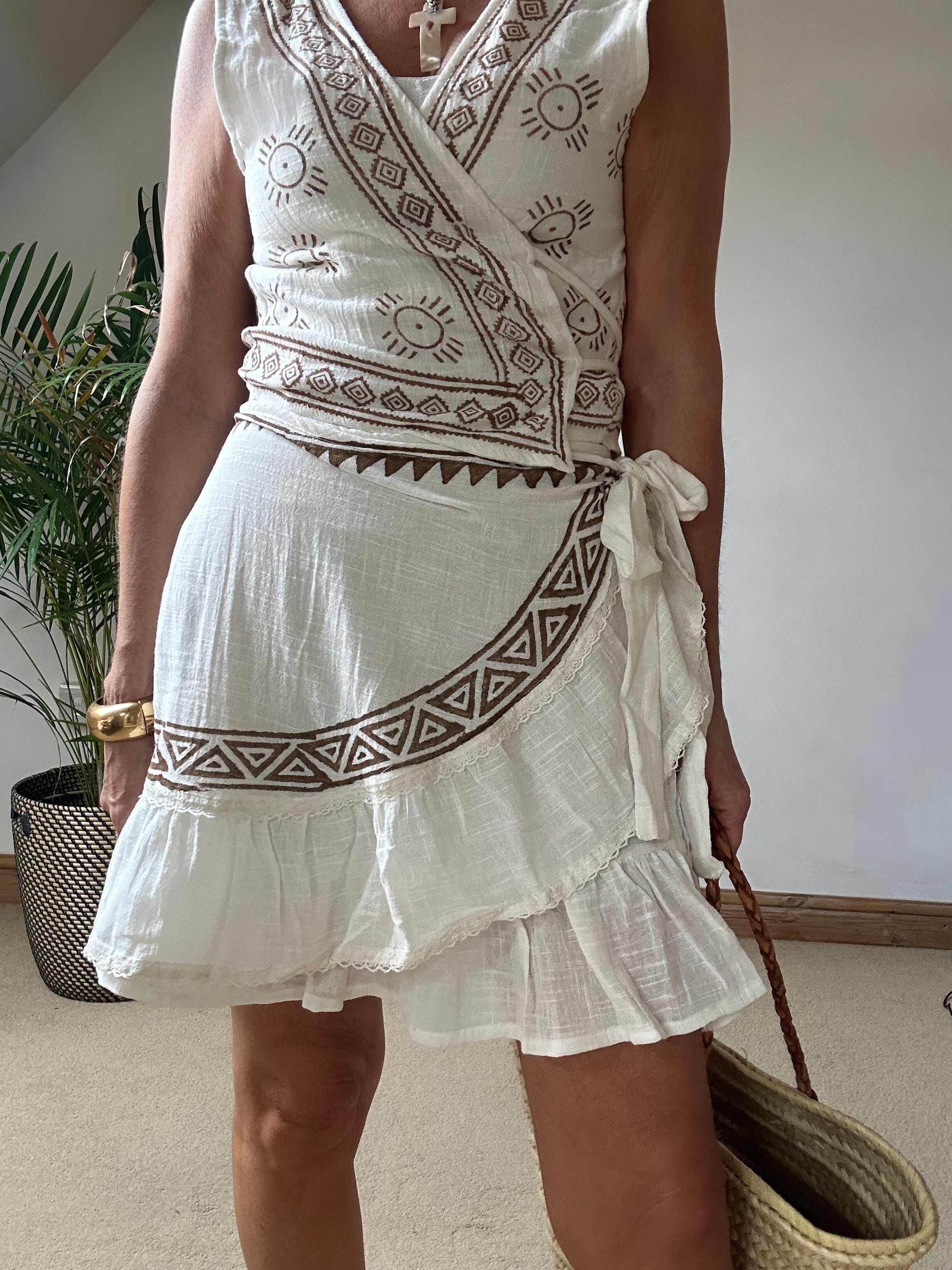 Boho Mini Wrap Skirt