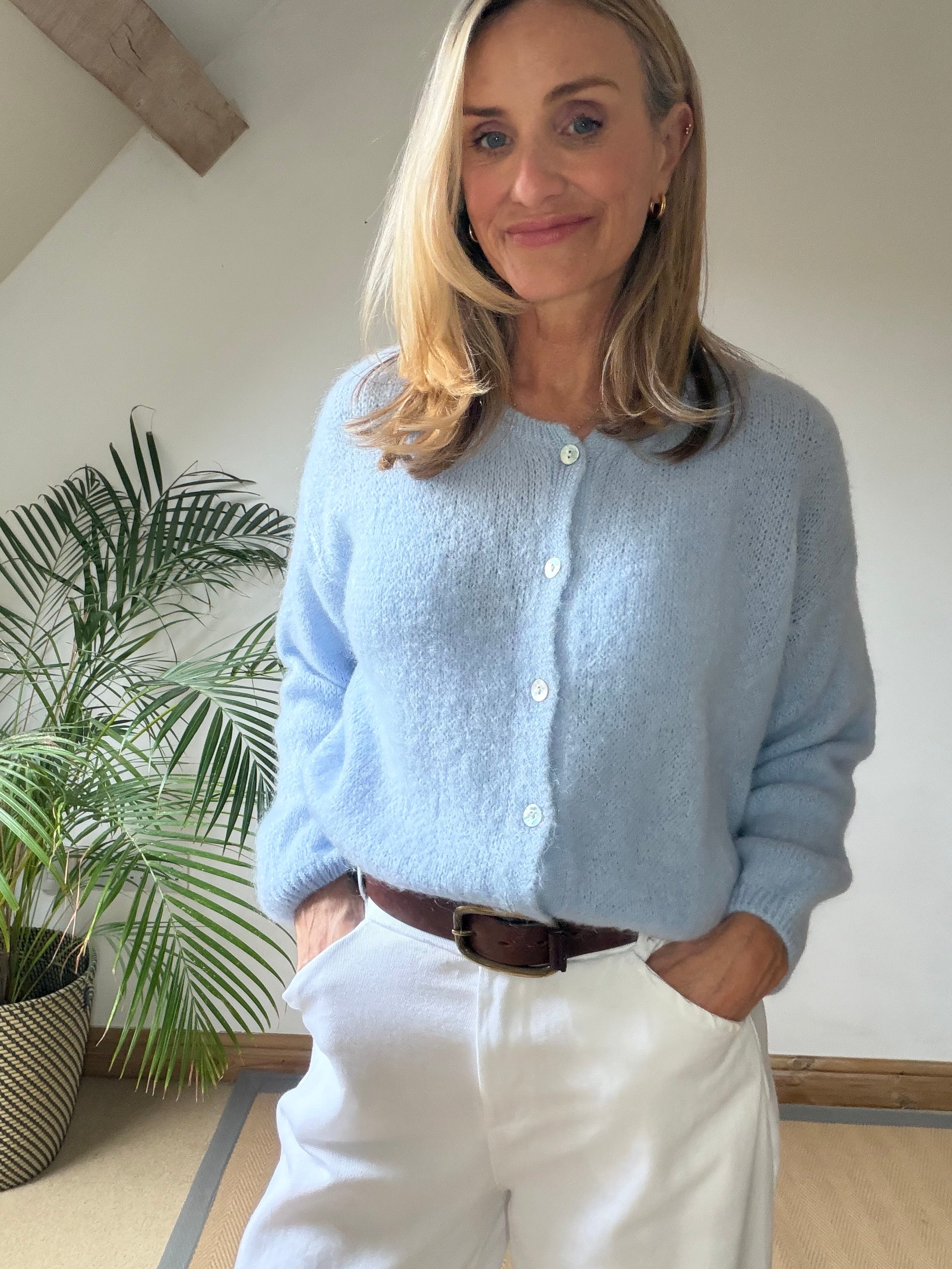 Round Neck Mohair Cardigan